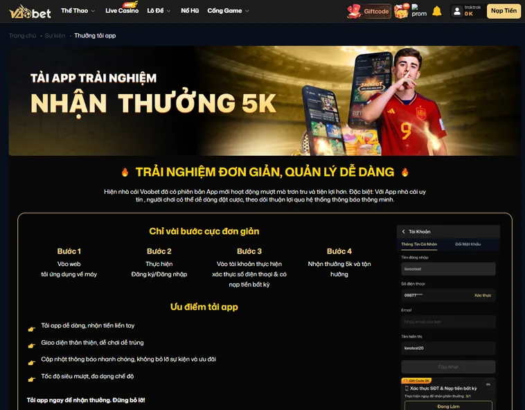 Hướng Dẫn Cách Nhận Thương Tại VaoBet Chi Tiết Để Người Chơi Mới Chinh Phục Mọi Đỉnh Cao Cá Cược