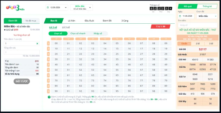 Trải Nghiệm Đỉnh Cao Lô Đề 3 Miền Tại VaoBet Với Tỷ Lệ Ăn Thưởng Cực Hấp Dẫn